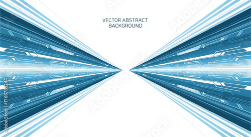 Abstract blue vector background with symmetrical tunnel design and white space for text or graphics