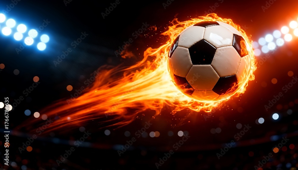 Naklejka premium Soccer Ball with Flames