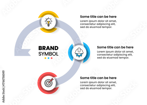 Infographic template. Circle with line and 3 steps