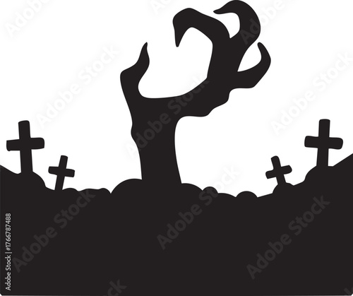 Zombie Hand Claw From a Grave Editable Vector Silhouette