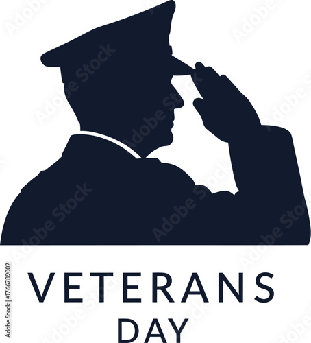 Vector art of silhouette of a saluting soldier for veterans day