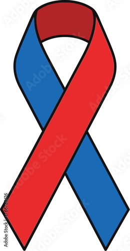 Vector art of red and blue ribbon for awareness cause