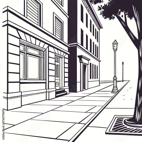 sketch of city street
