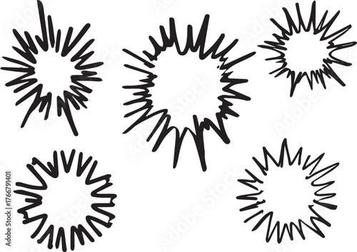 Cartoon radial frame. Manga comic strip and action anime motion graphic asset, burst effect, speed and velocity graphic elements. Vector isolated set. Fast and power movements for magazine