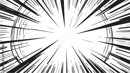 Cartoon radial frame. Manga comic strip and action anime motion graphic asset, burst effect, speed and velocity graphic elements. Vector isolated set. Fast and power movements for magazine