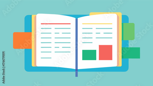 A before and after illustration of an elderly persons journal the first image depicts a blank empty pages while the second shows the pages filled with colorful detailed entries.. Vector illustration