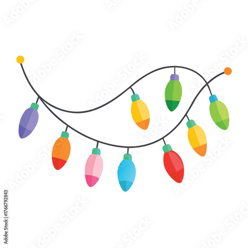 Flat Garland Vector Icon with Ribbon for Festive, Party, and Holiday Decoration Concepts