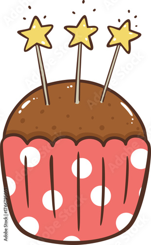cute cupcake cartoon doodle hand drawn