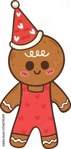 Gingerbread christmas cookie illustration cartoon hand drawn