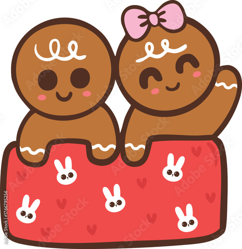Gingerbread christmas cookie illustration cartoon hand drawn