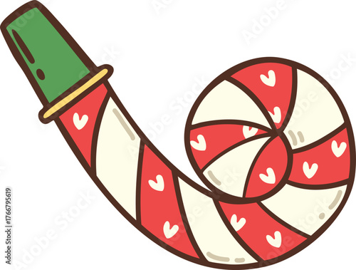 party blower cartoon doodle hand drawn
