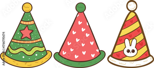 party hat cartoon doodle hand drawn