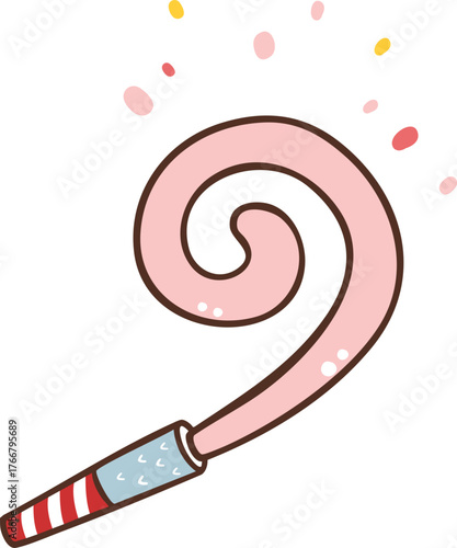 party blower cartoon doodle hand drawn