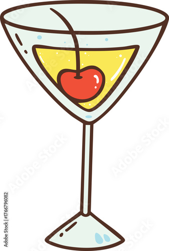 Champagne celebration cartoon doodle hand drawn