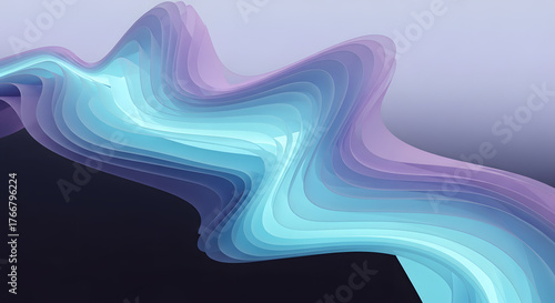 Mesmerizing abstract flowing waves of cyan and lavender blend into a gradient for modern design backgrounds