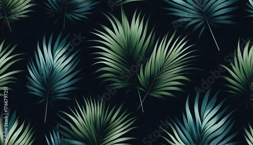 kentia leaves background in green teal and dark colors