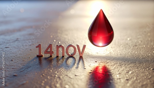 international day iconic red drop representing blood donation and awareness 14th November