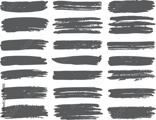 Vector set of grunge paint brush strokes and banners for vintage decoration and design illustration