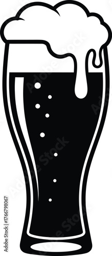 Craft Beer Growler Silhouette with Hop Leaf - Minimalist Beverage Icon for Brewery Logo & Label