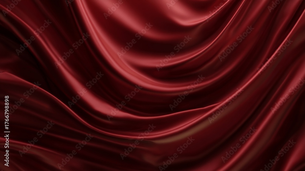 Obraz premium Luxurious red satin fabric with dramatic draping. AI image