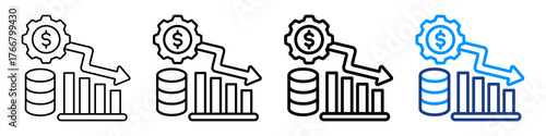 Depreciation Icon Different Style Outline Collection Set.