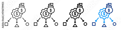 Financial Model Icon Different Style Outline Collection Set.