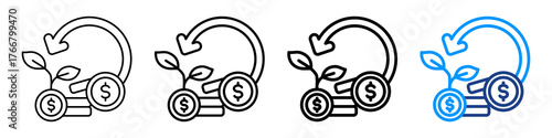 Return Of Investment Icon Different Style Outline Collection Set.