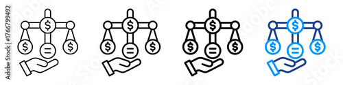 Equity Icon Different Style Outline Collection Set.