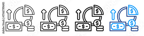 Profit Margin Icon Different Style Outline Collection Set.
