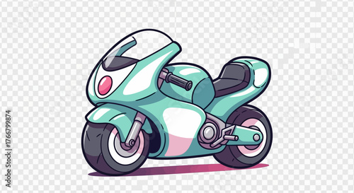 Vector cartoon illustration of a red motorcycle or scooter icon on a white background for transportation and speed sport