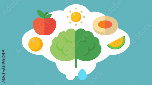A brainhealthy nutrition plan for children promoting mental clarity and focus with nutrientdense foods like eggs whole grains and leafy greens.. Vector illustration