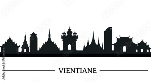 Vientiane skyline silhouette showing iconic landmarks and architecture