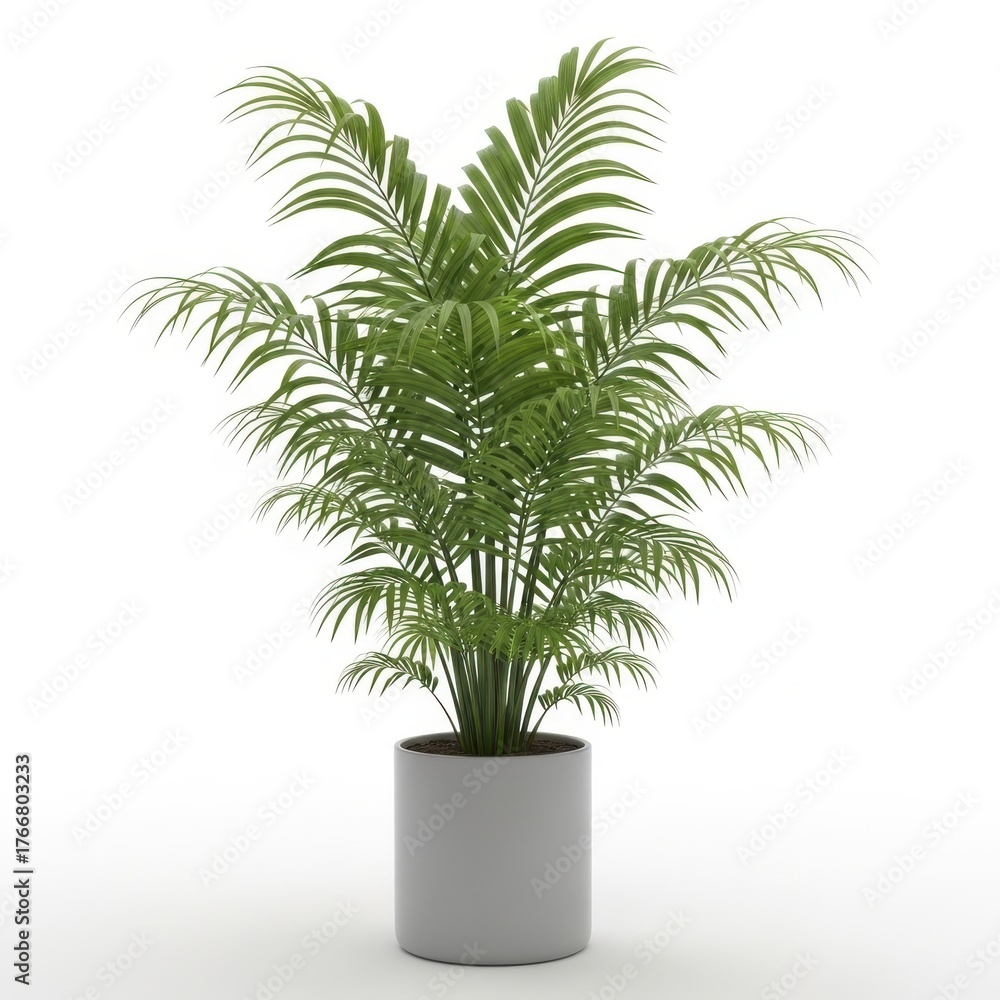 Obraz premium Lush green potted areca palm plant for home decor and interior design