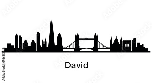 Silhouette of london city skyline with famous landmarks