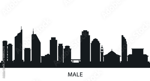 Modern silhouette of male city skyline with iconic landmarks