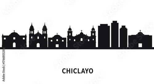 Chiclayo silhouette of historic landmarks and modern skyline