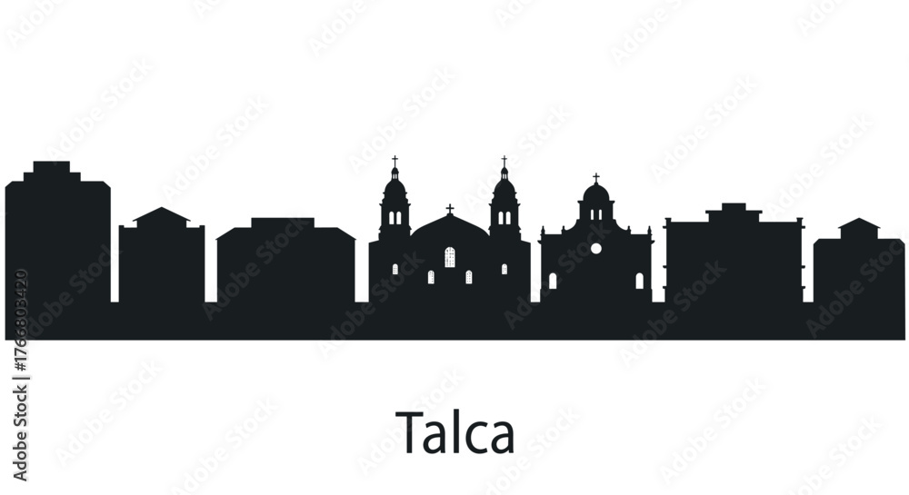Fototapeta premium Silhouette of talca city skyline with historic architecture