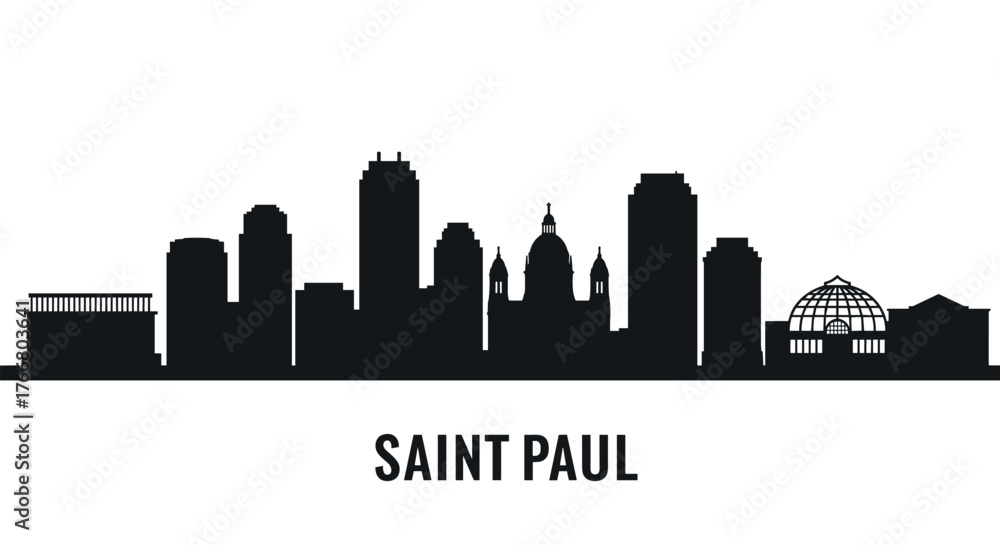 Naklejka premium Saint paul skyline silhouette with notable landmarks and buildings