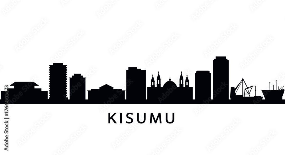 Naklejka premium Kisumu city skyline silhouette: urban landmarks and iconic architecture