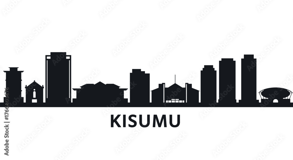 Naklejka premium Kisumu skyline silhouette: iconic urban landmarks
