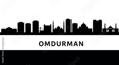 Omdurman skyline silhouette with iconic buildings and landmarks