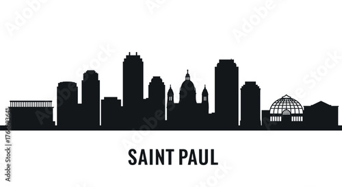 Saint paul skyline silhouette with notable landmarks and buildings