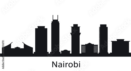 Nairobi skyline silhouette with iconic landmarks