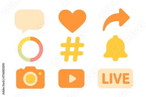 Essential social media interface icons for online communication and digital engagement