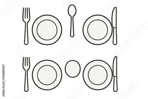 Proper arrangement of dinnerware and silverware for formal and casual dining
