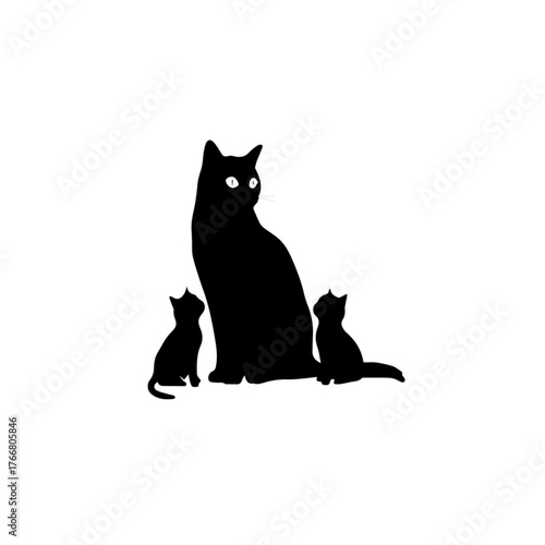 Cat Family Silhouette