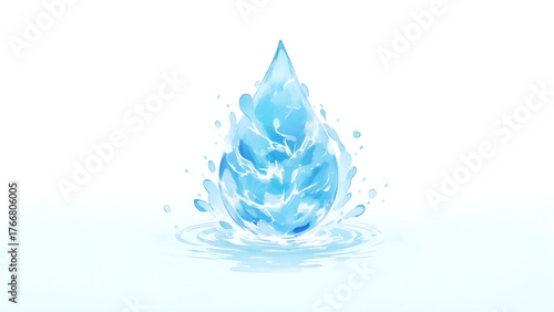 Blue Water Splash Abstract Illustration