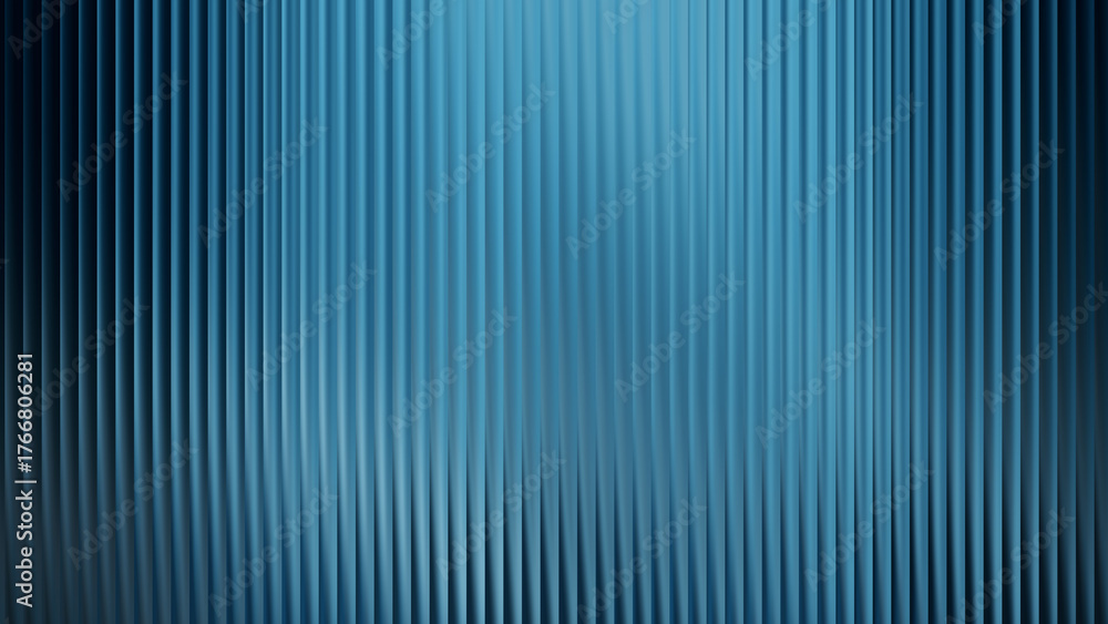 Obraz premium Abstract vertical ribbed texture in deep blue and teal gradient light effect