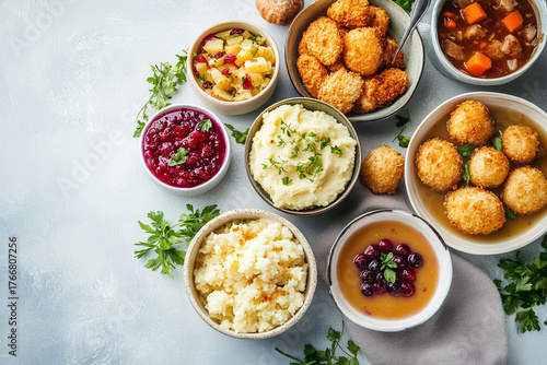 Thanksgiving Side Dishes with Mashed Potatoes and Sauce