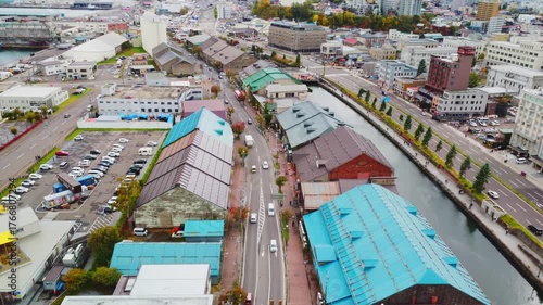 小樽の街中を空撮